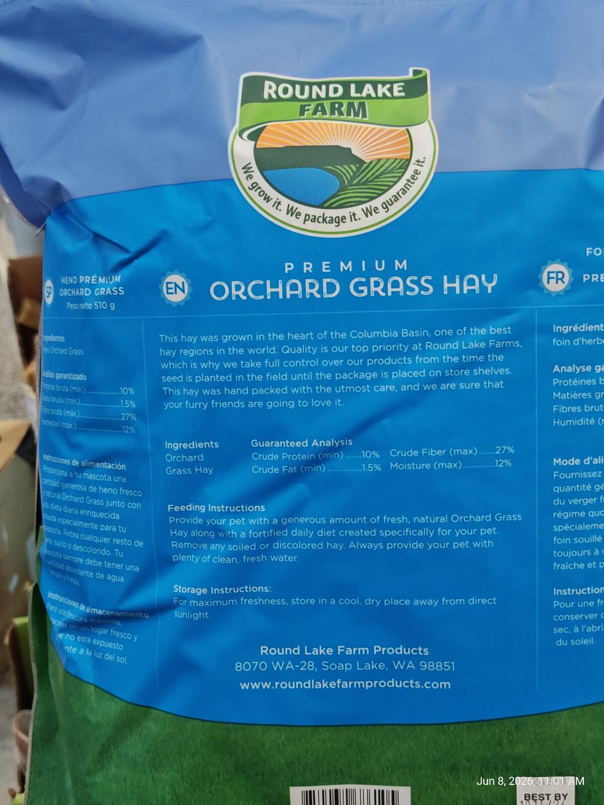 Orchard Grass Hay for Pets  18  oz Resealable Bag