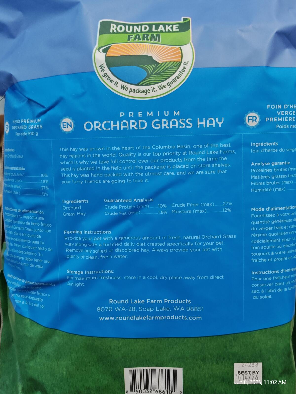 Orchard Grass Hay for Pets  18  oz Resealable Bag