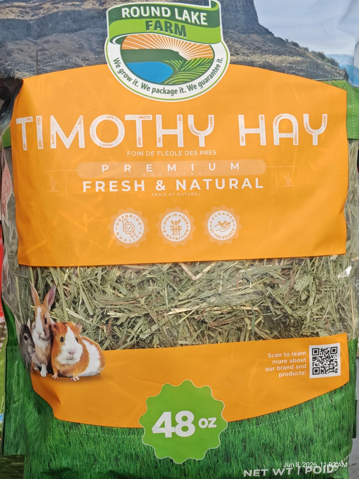 Timothy  Hay for Pets  48 oz Resealable Bag