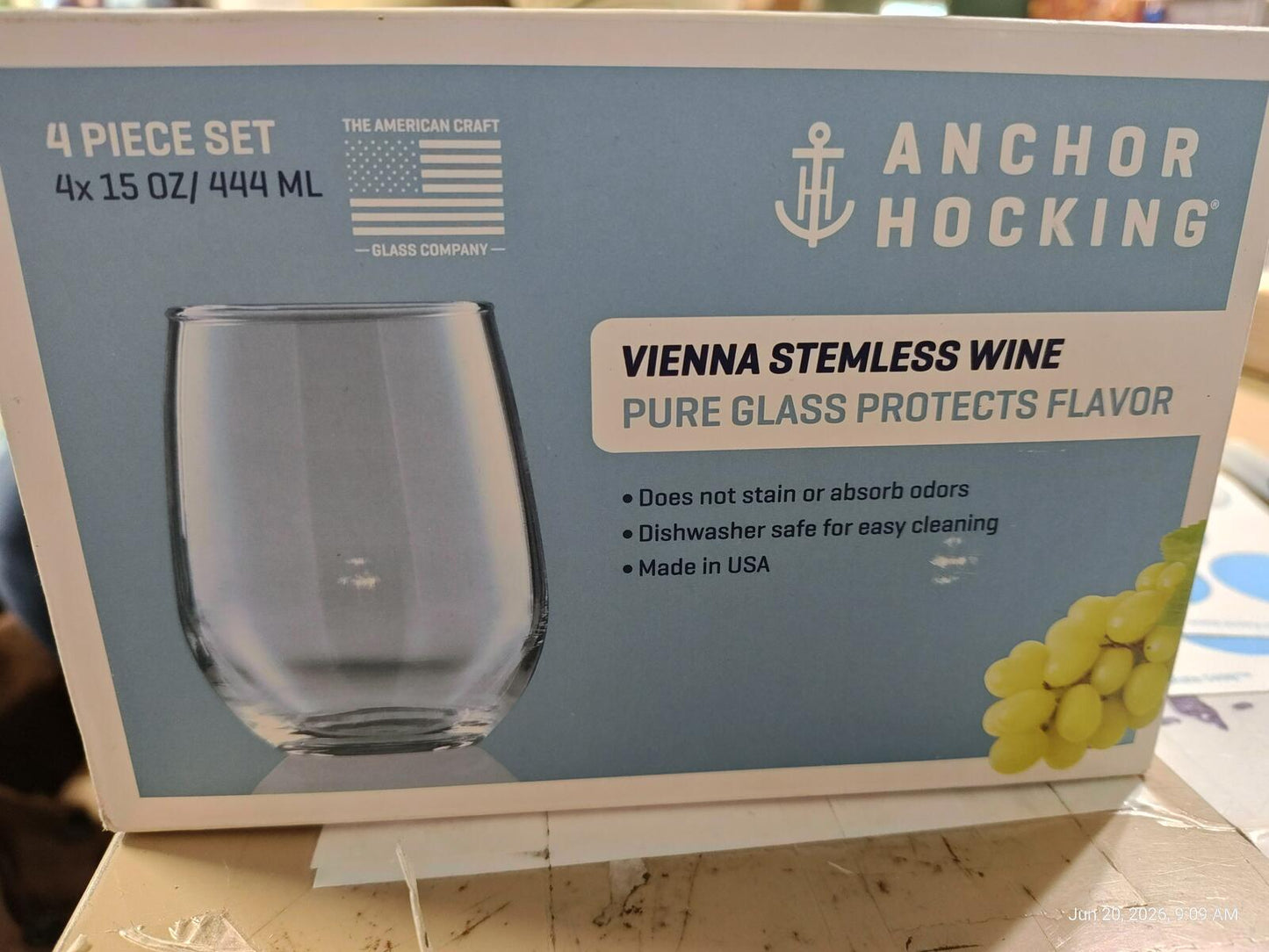 Anchor Hocking Vienna Stemless Glass ( 4pack) 15 ounce