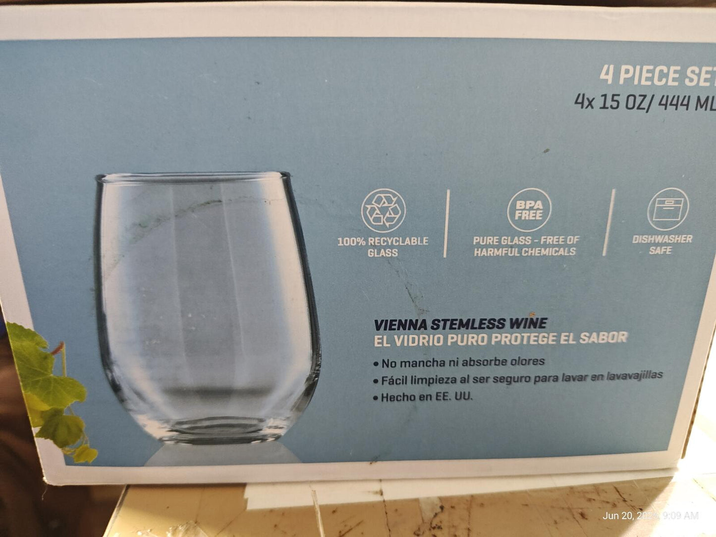 Anchor Hocking Vienna Stemless Glass ( 4pack) 15 ounce