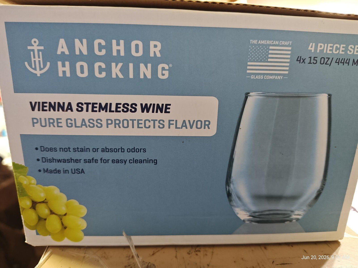 Anchor Hocking Vienna Stemless Glass ( 4pack) 15 ounce
