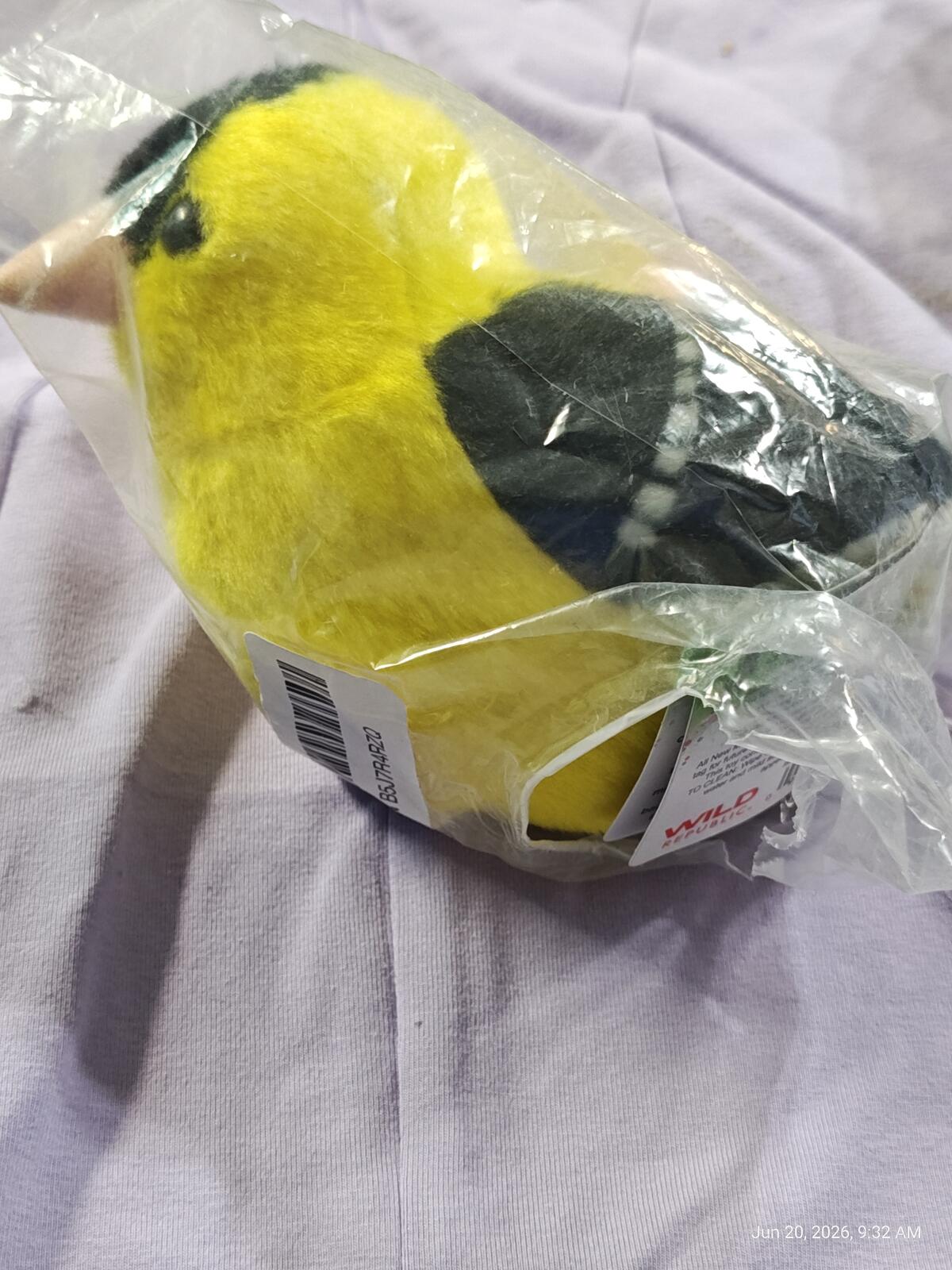 Wild Republic Audubon Plush Birds Chirping American Goldfinch Backyard Series 1