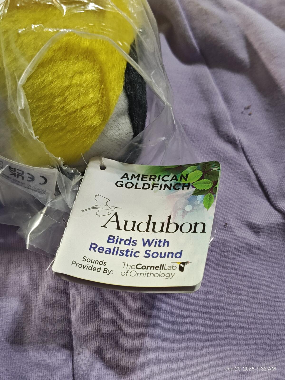Wild Republic Audubon Plush Birds Chirping American Goldfinch Backyard Series 1