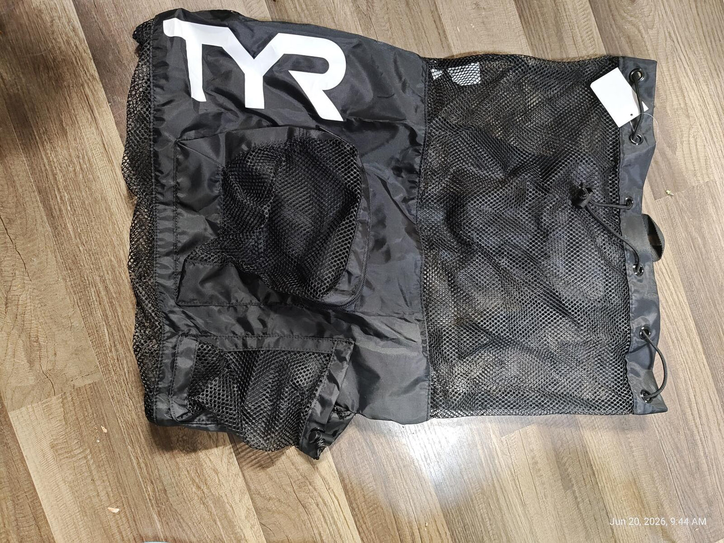 TYR Big Mesh Mummy Backpack Black Swim Bag Gym Drawstring