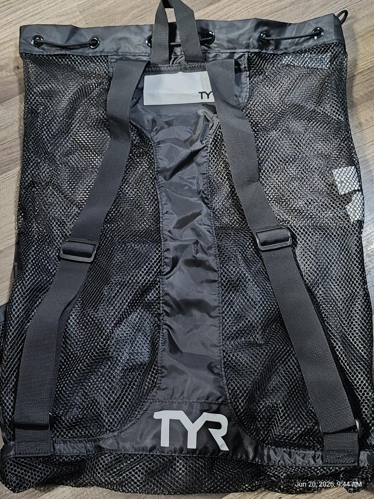 TYR Big Mesh Mummy Backpack Black Swim Bag Gym Drawstring
