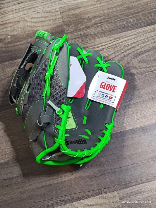 Franklin Fielding Glove 10.5 inch Tee Ball Gray and Green Glove New with Tags