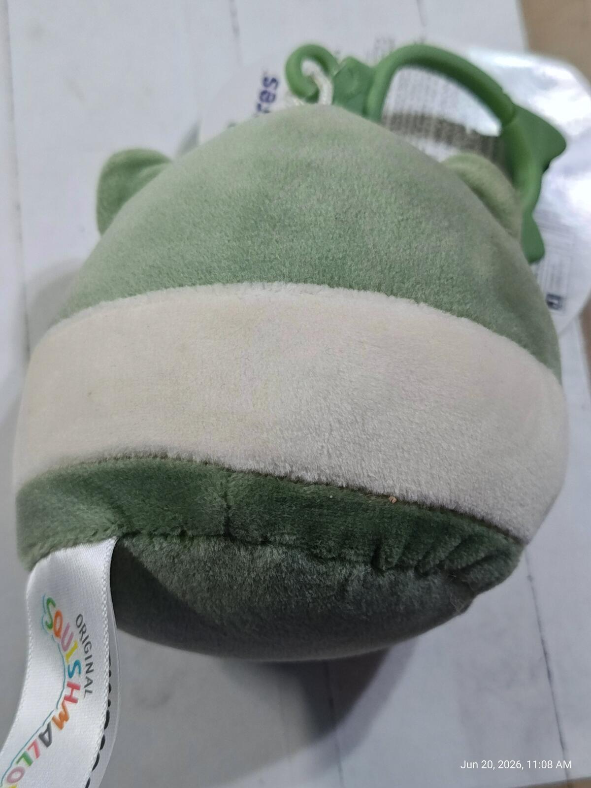 Squishmallows Gerald the Tapir green and beige 3.5” bag clip NWT