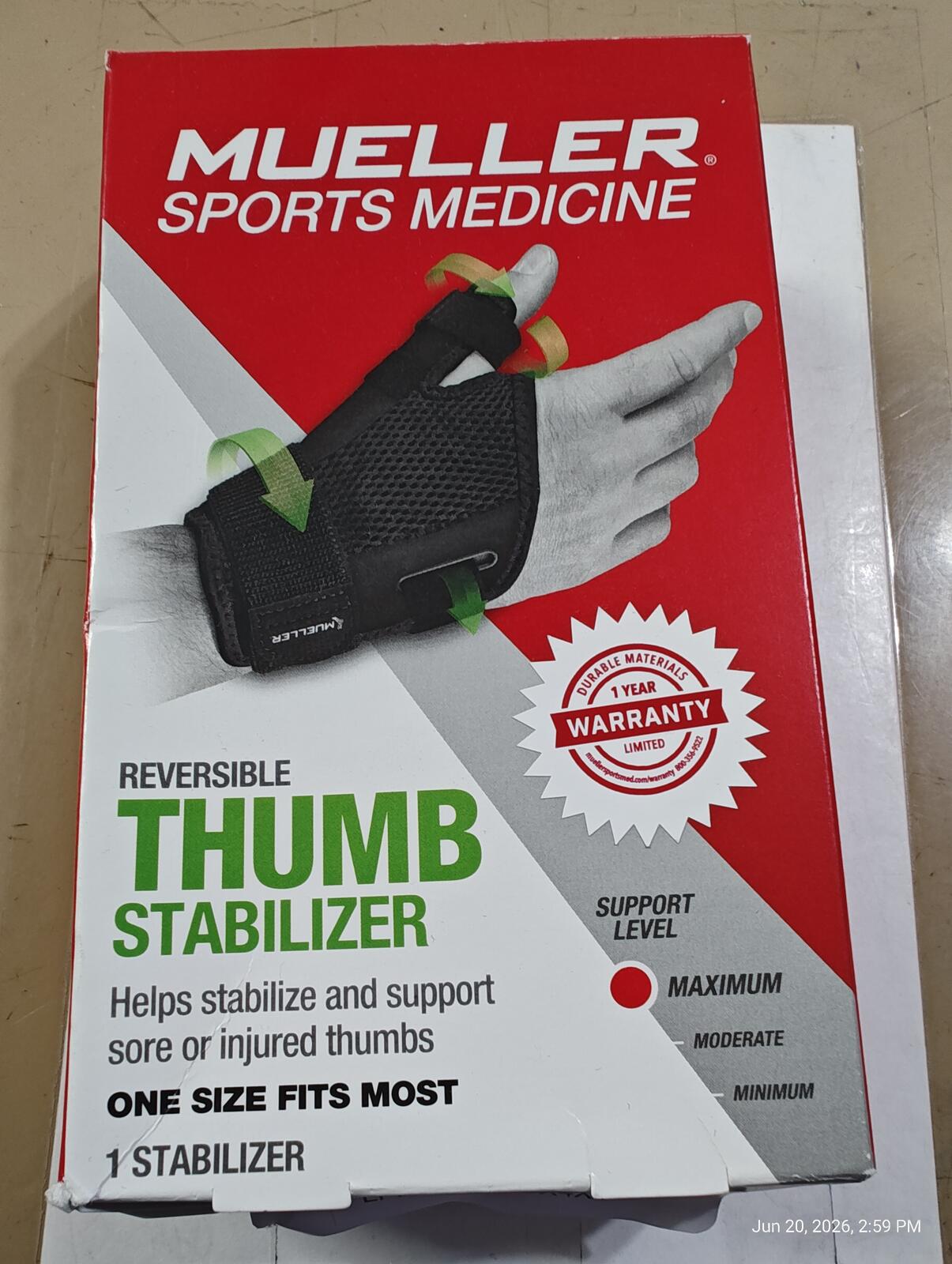 Sports Medicine Adjust-To-Fit Thumb Stabilizer, Spica Splint, Thumb Pain Relief