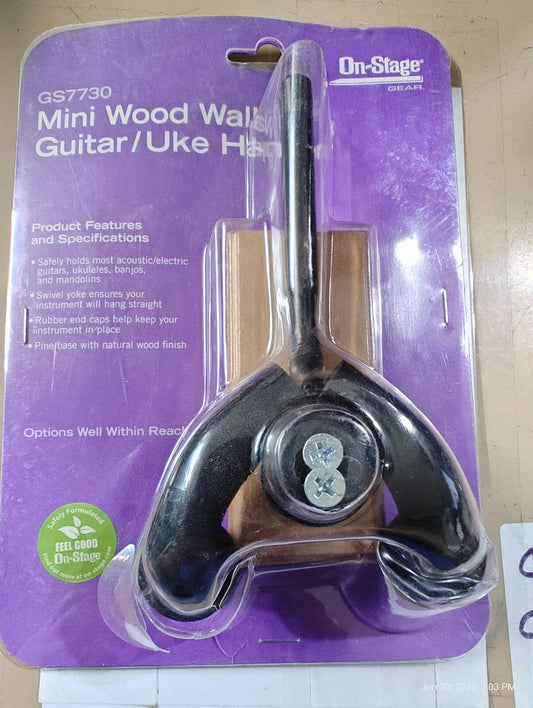 Brand New On Stage Stands Guitar Wall Hanger GS7730. Mini Wood Uke Hanger. NIP