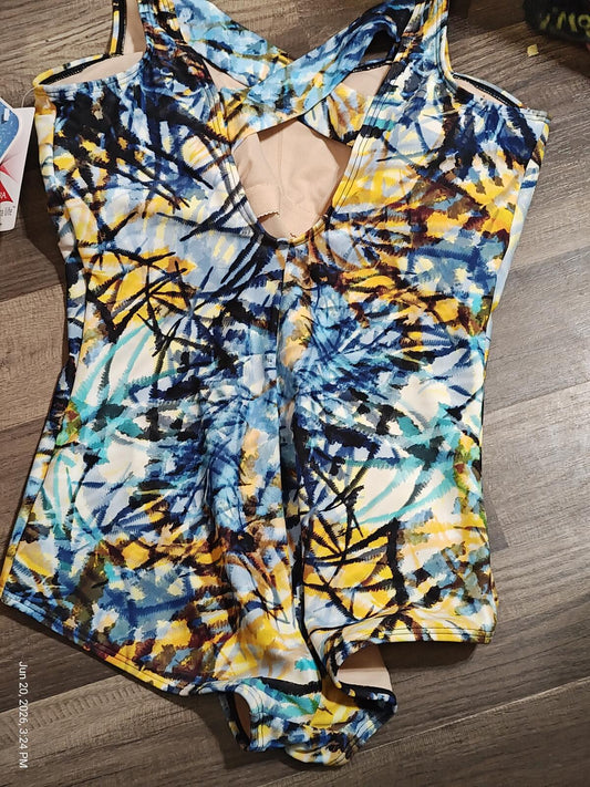 Sporti Women's Moderate Printed Palm's Sweetheart One Piece Swimsuit Size 12
