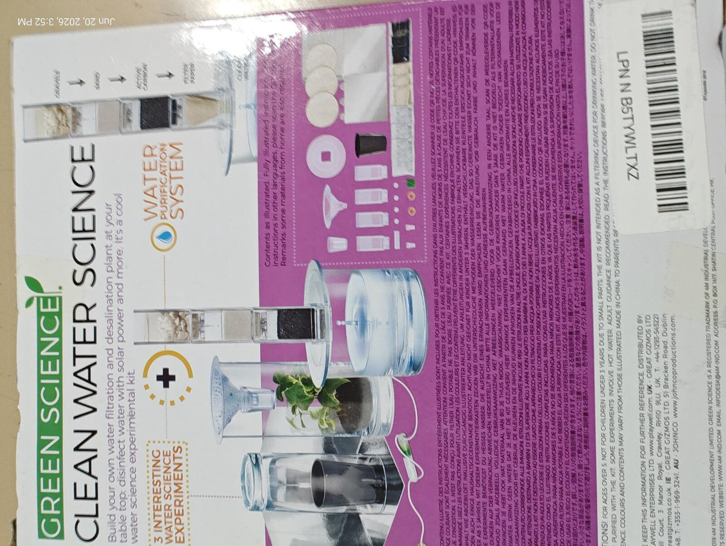 Green Science Clean Water Science Kit by Kidz Lab Fun Science New in Sealed Box