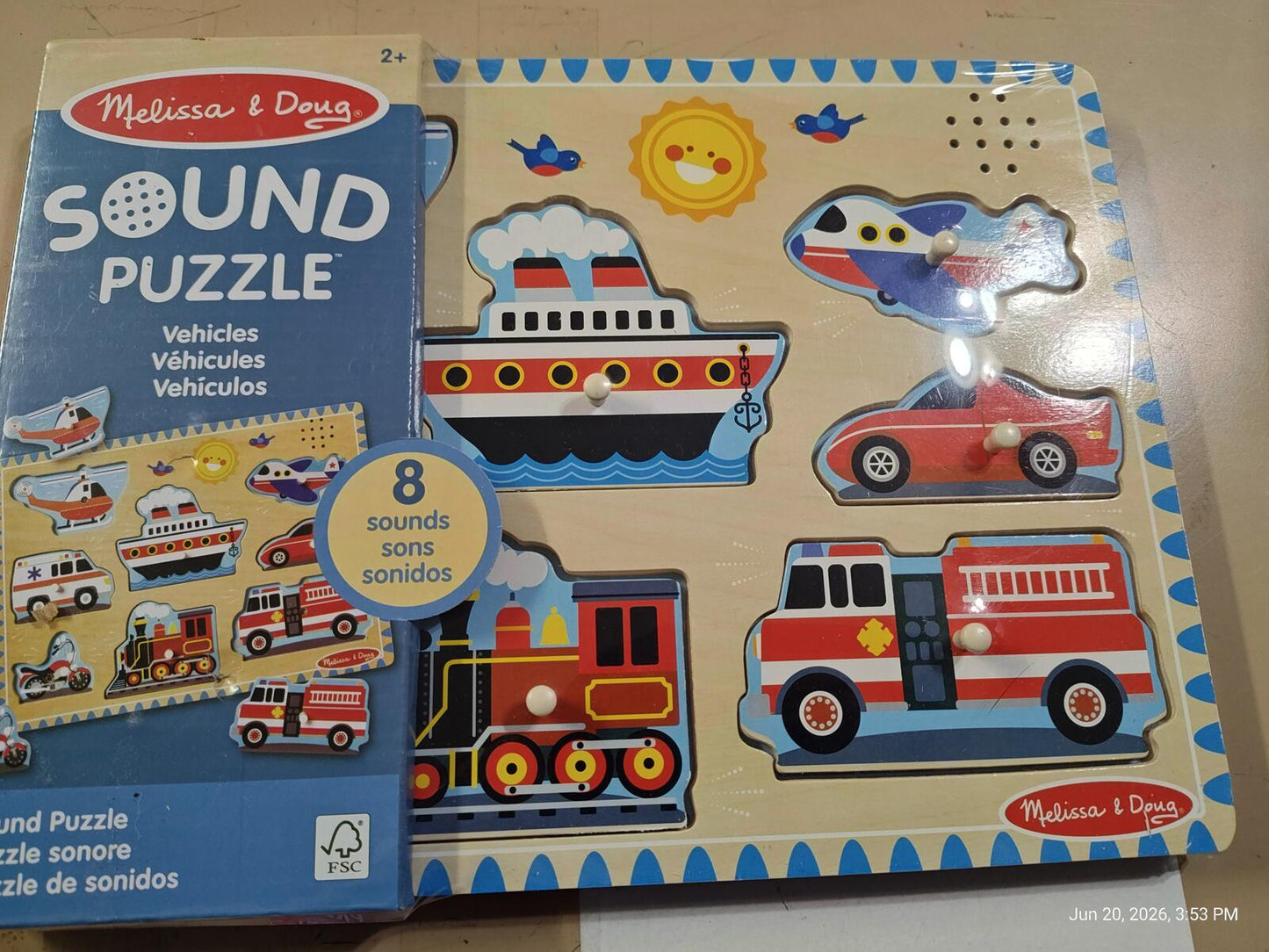 Melissa and Doug Vehicles Sound Puzzle  New