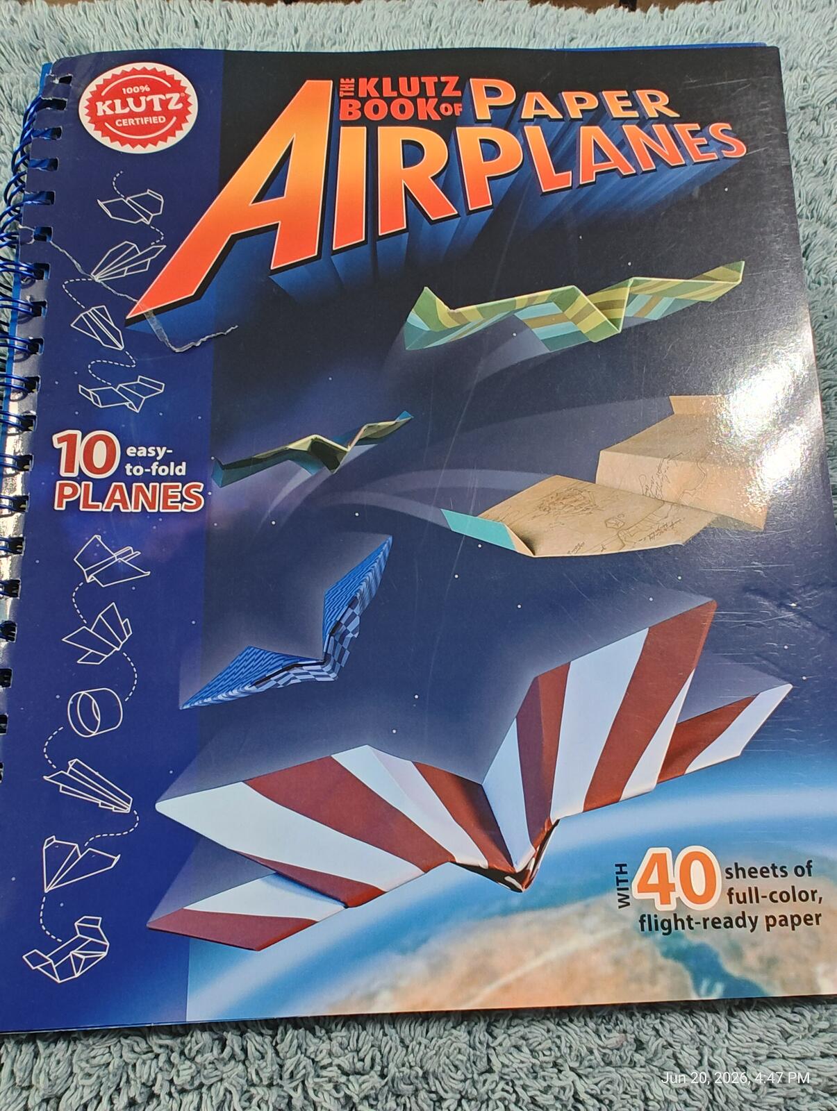 Klutz Book of Paper Airplanes ,Spiral Bound Brand NEW