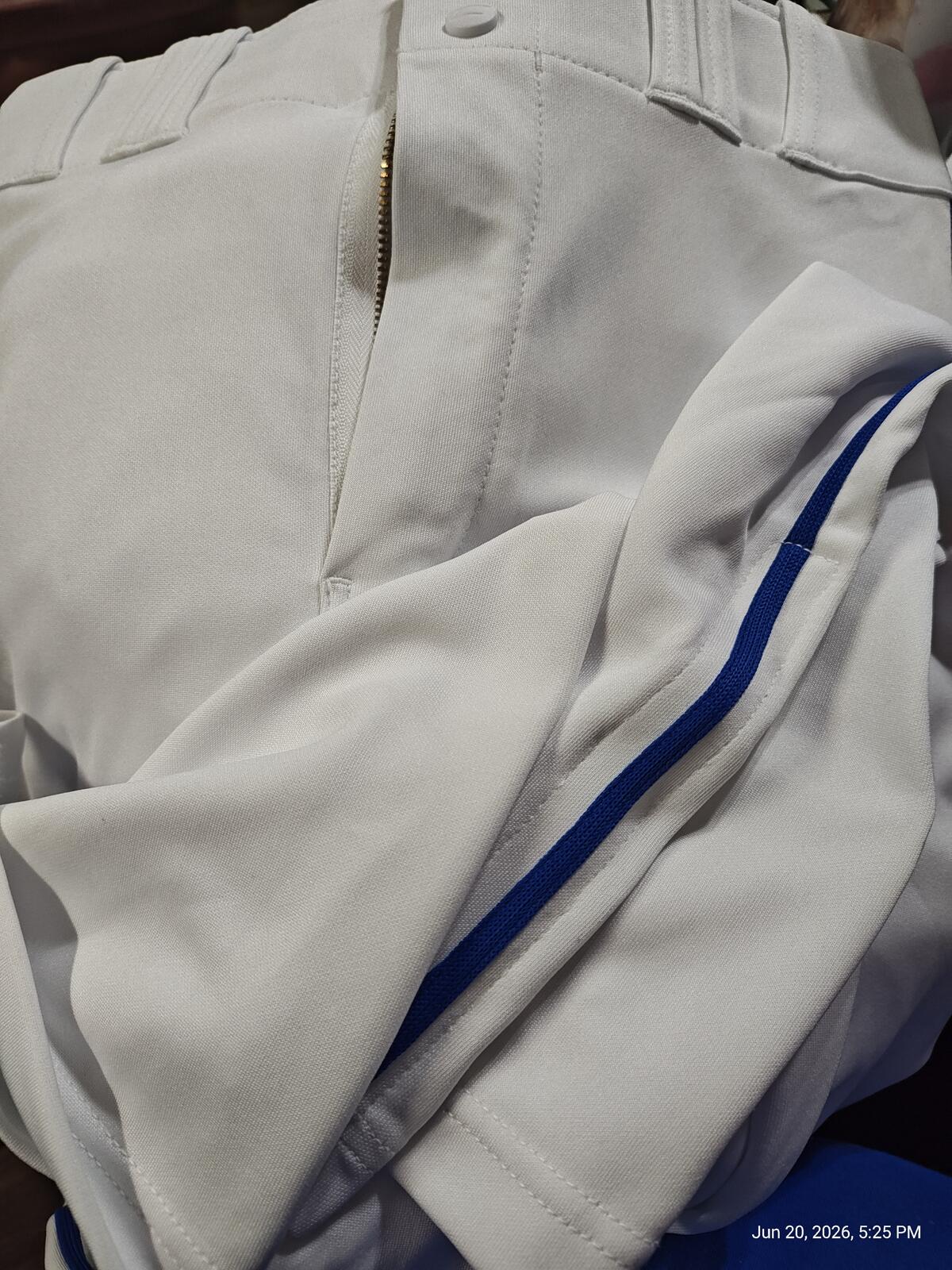 Champro Triple Crown Open Bottom Baseball Pants White w/Royal Blue Piping