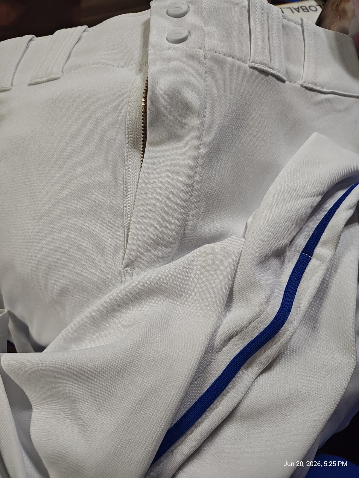Champro Triple Crown Open Bottom Baseball Pants White w/Royal Blue Piping