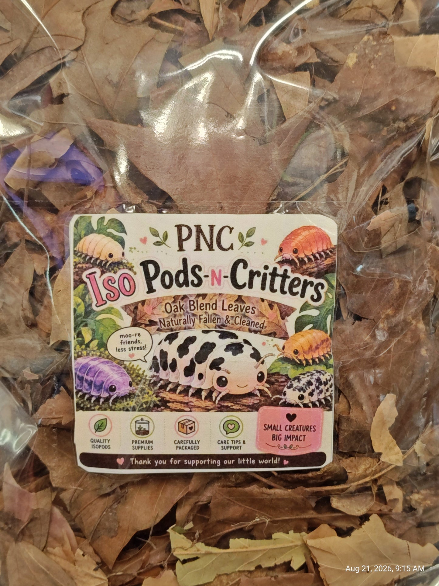 Isopod Oak Leaf Mix Naturally Collected ,Cleaned & Prepared