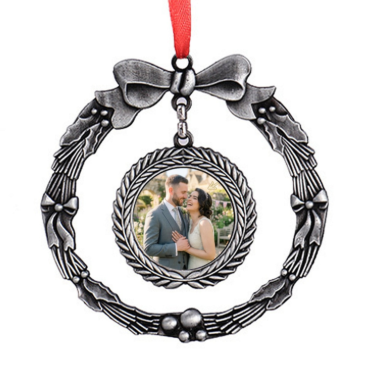 Personalized Christmas Wreath Photo Ornament - Upload Your Photo