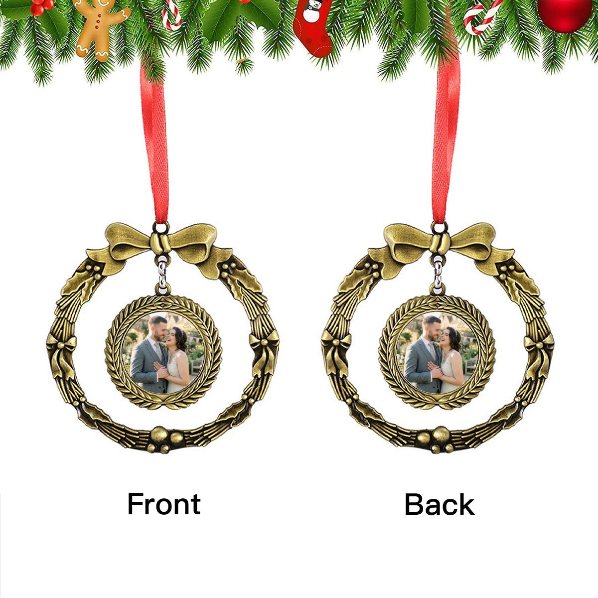Personalized Christmas Wreath Photo Ornament - Upload Your Photo