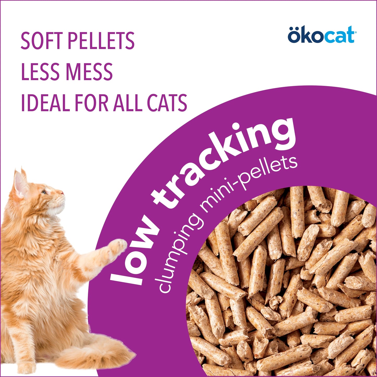 Okocat Low Tracking Mini Pellets Unscented Clumping Cat Litter