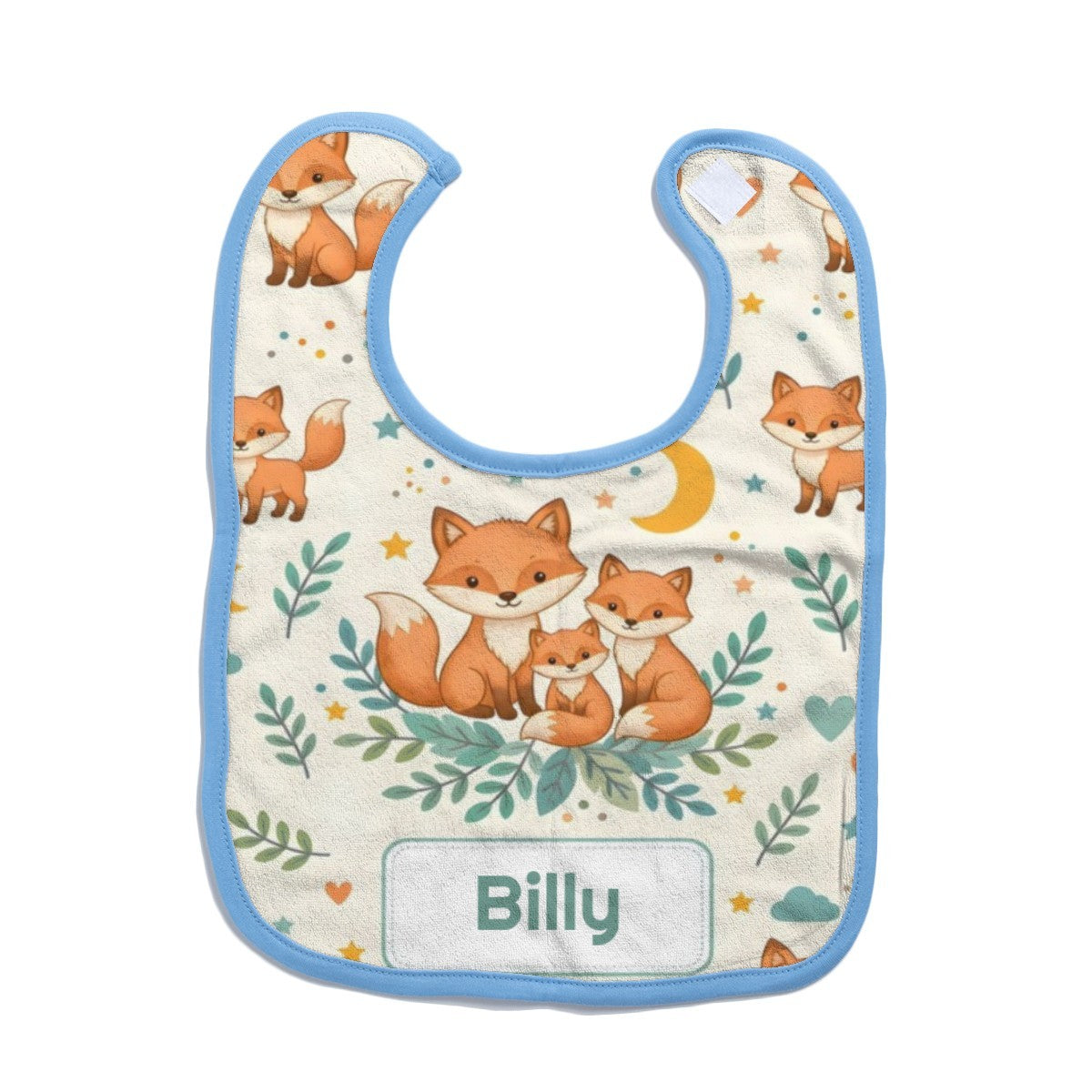 Personalized Fox Family Baby Bib - Add Your Name