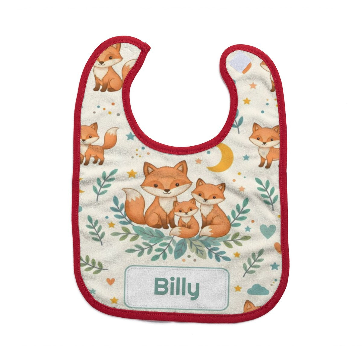 Personalized Fox Family Baby Bib - Add Your Name