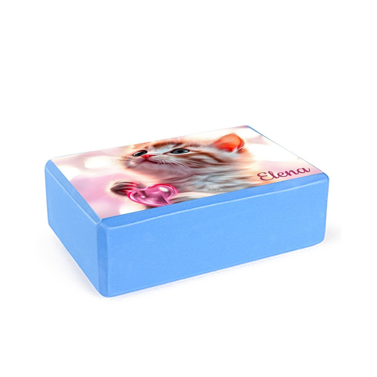 Personalized Cat Yoga Block with Name | Yoga & Pilates - Purple, Pink or Blue