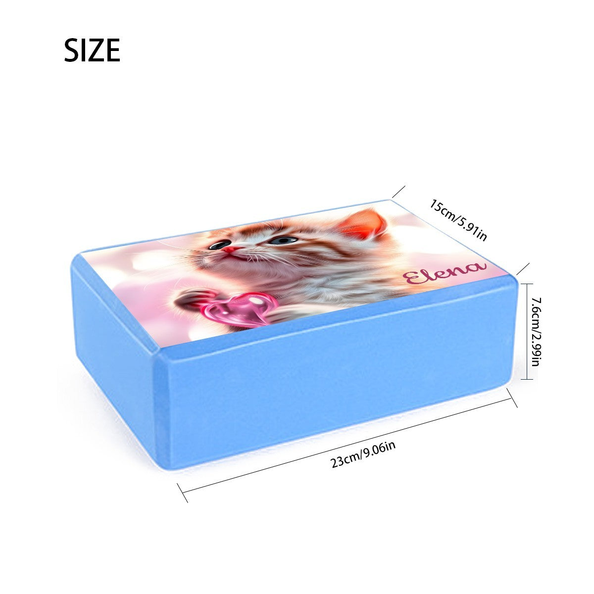 Personalized Cat Yoga Block with Name | Yoga & Pilates - Purple, Pink or Blue