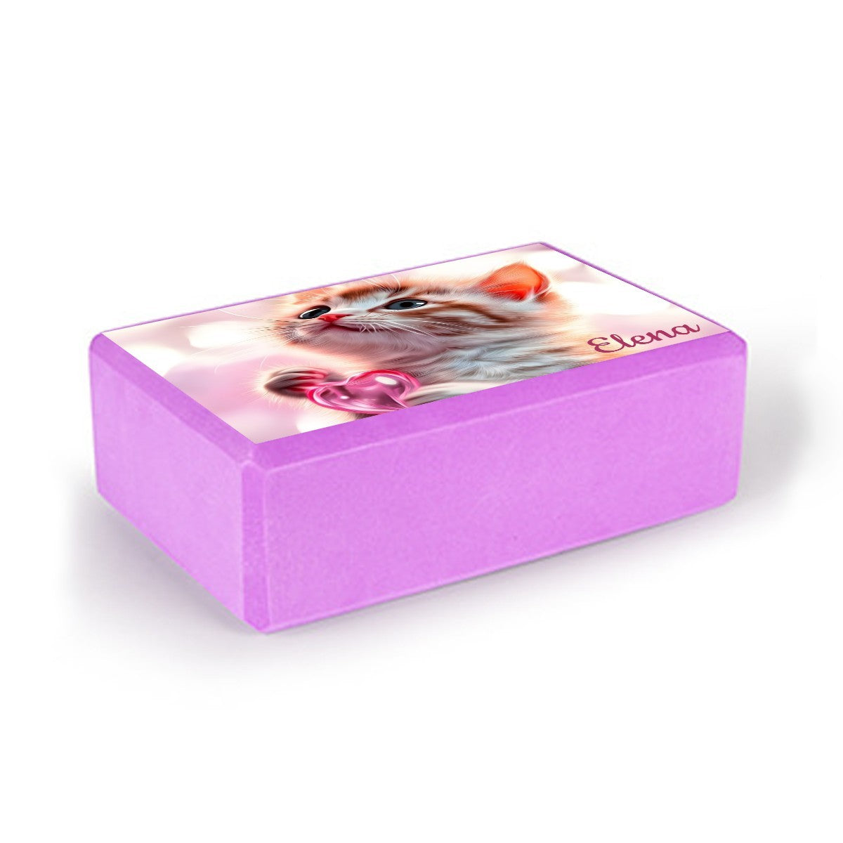 Personalized Cat Yoga Block with Name | Yoga & Pilates - Purple, Pink or Blue