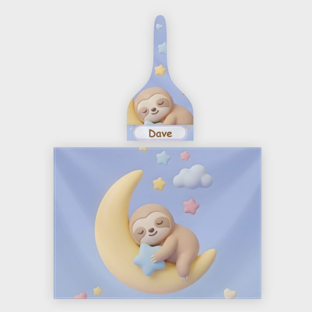 Personalized Sleeping Sloth Baby Swaddle & Hat Set | Custom Name Gift