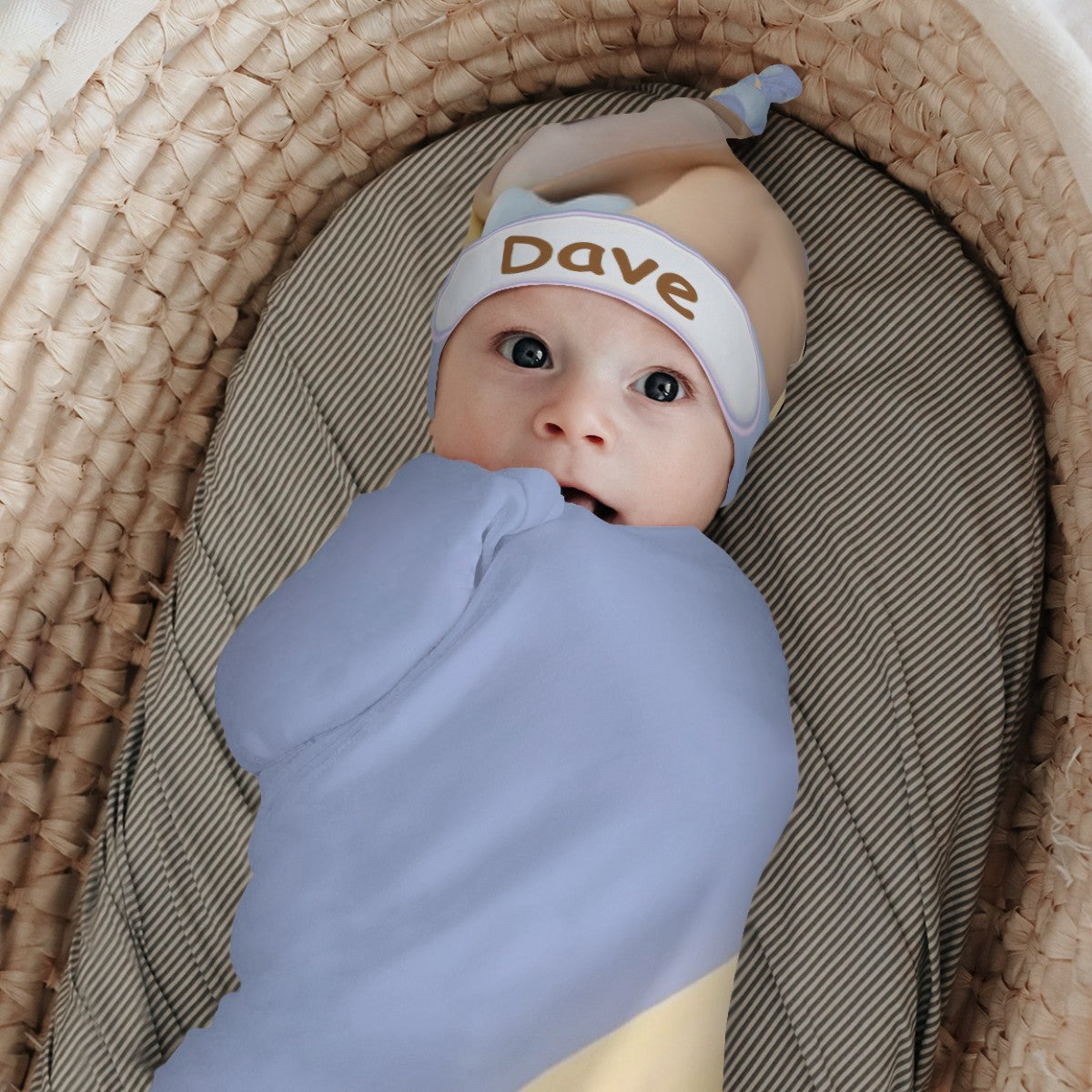 Personalized Sleeping Sloth Baby Swaddle & Hat Set | Custom Name Gift