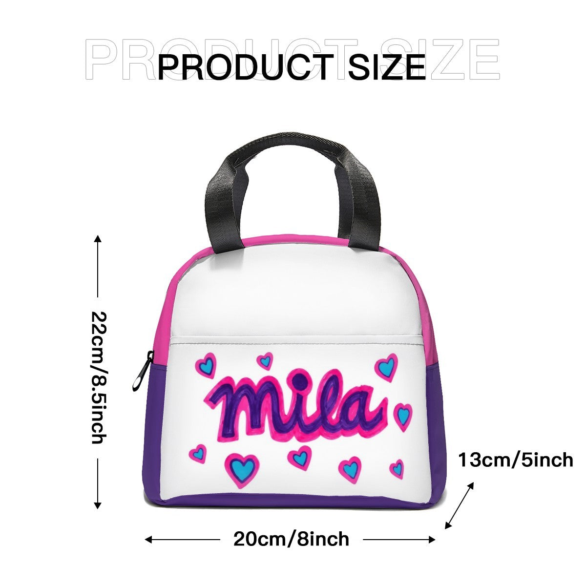 Kids Drawing Custom Insulated Lunch Tote Bag | Upload Their Artwork, Choose Your Colors | Personalized Back to School Gift