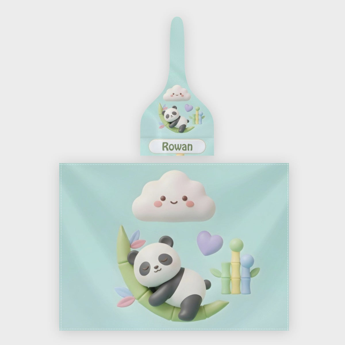 Personalized Panda Baby Swaddle & Hat Set | Custom Name Gift