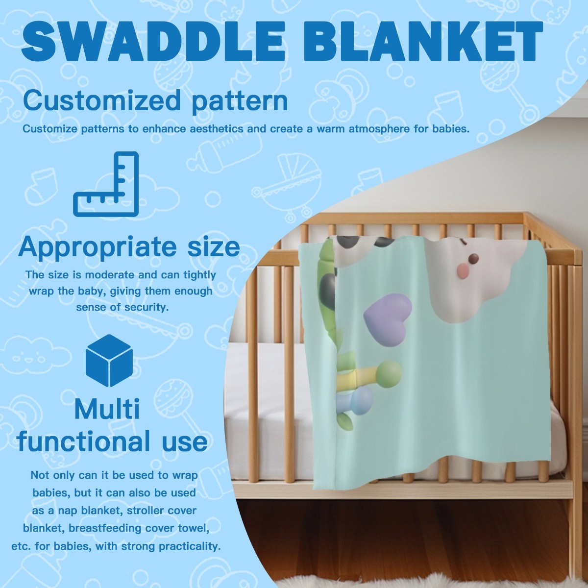 Personalized Panda Baby Swaddle & Hat Set | Custom Name Gift