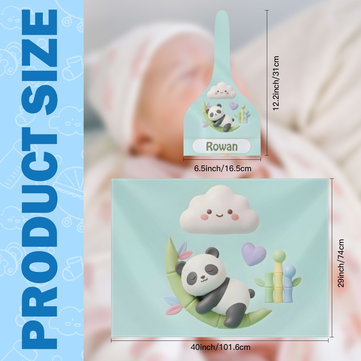 Personalized Panda Baby Swaddle & Hat Set | Custom Name Gift