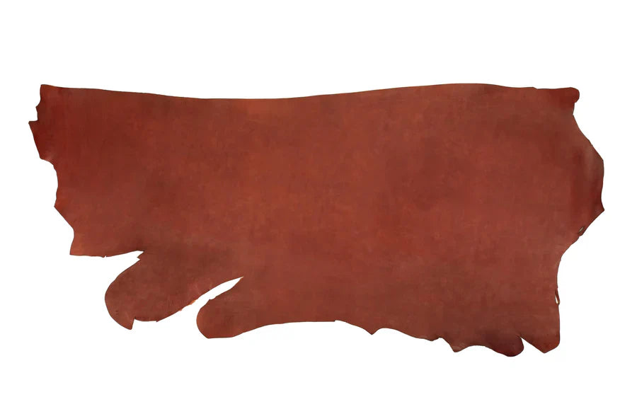 Brown leather hide with a smooth texture and natural edges.