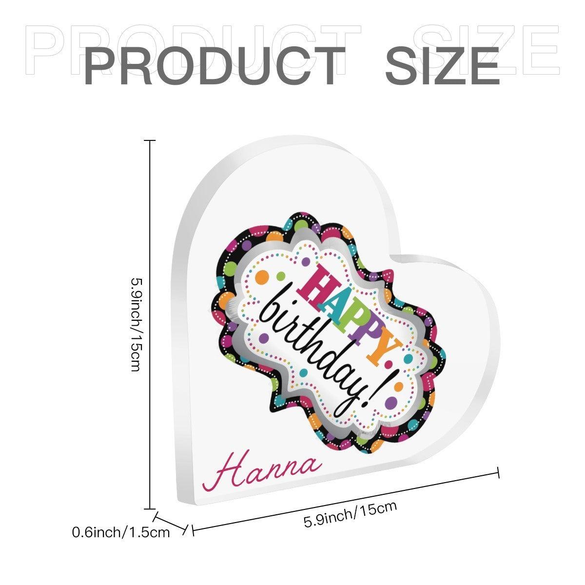 Personalized Happy Birthday Heart Acrylic Ornament | Custom Name Gift | 5.9 inch