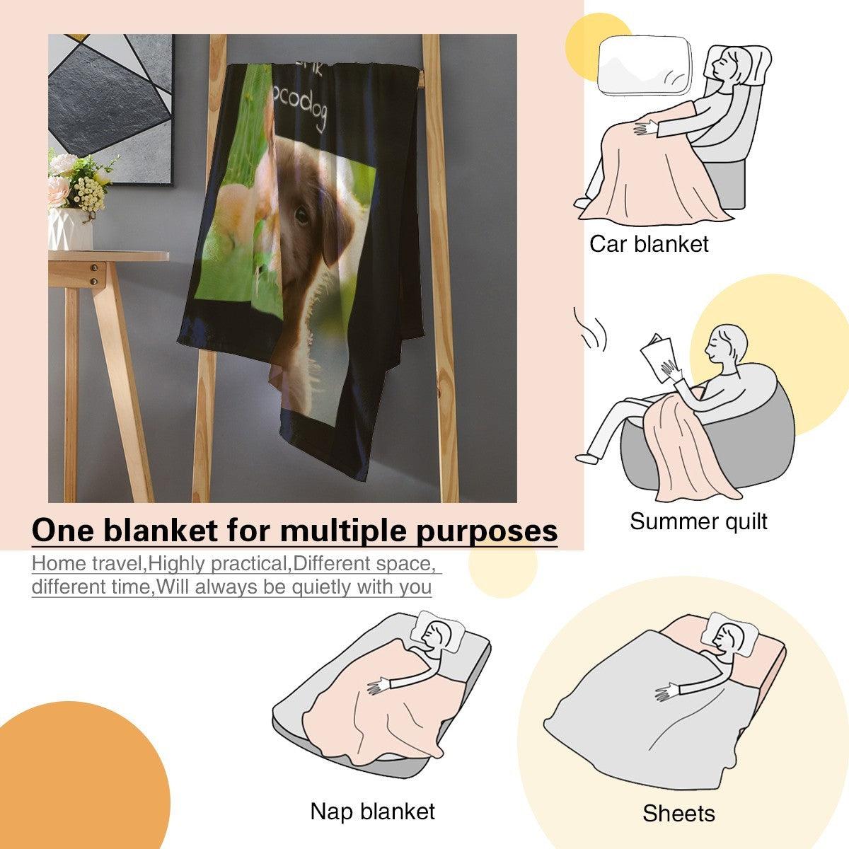 Personalized Photo Collage Blanket with Names — Custom Throw with 4 Photos, Unique Gift for Family, Couples, Pets & Memorials