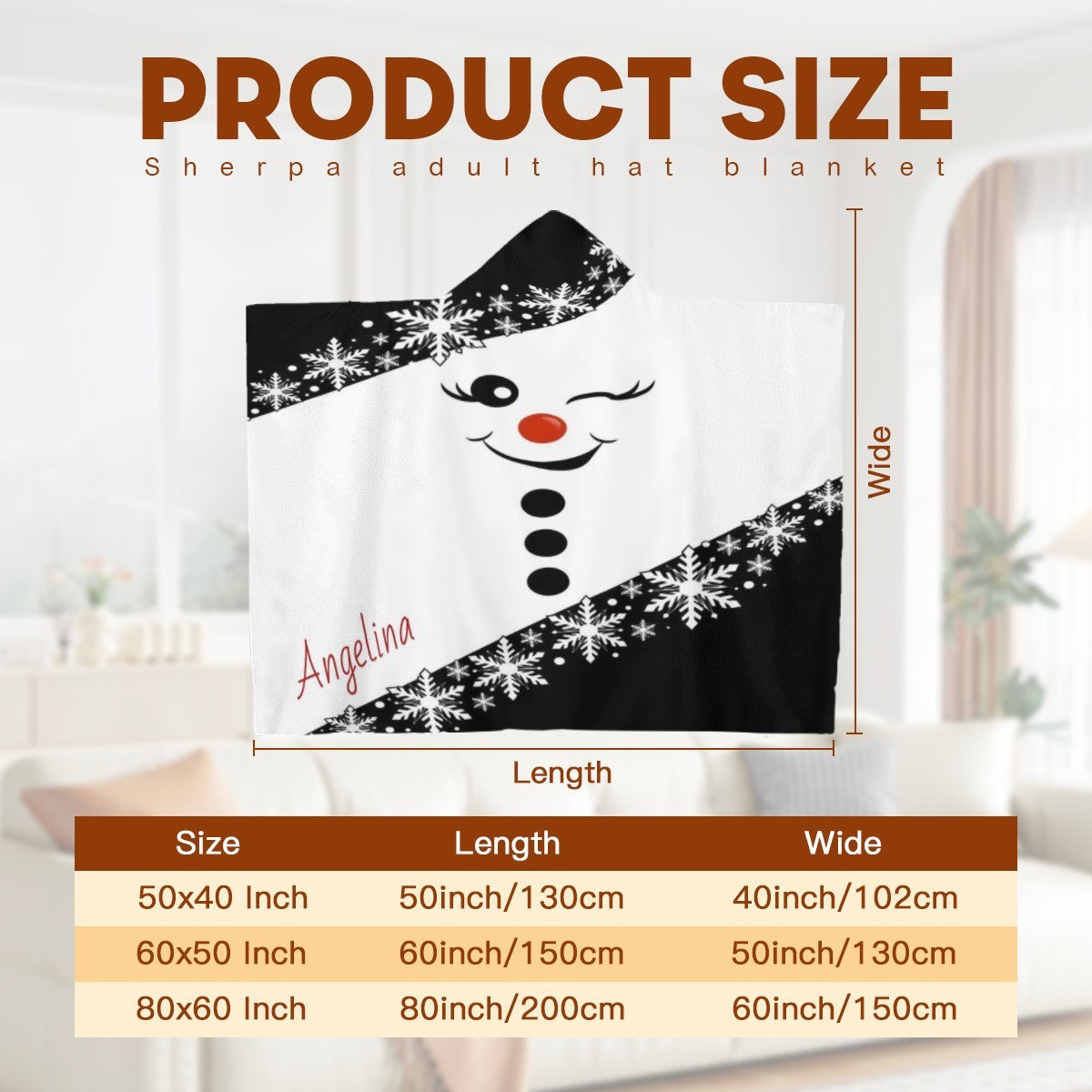 Personalized Snowman Hooded Blanket | Custom Name Gift