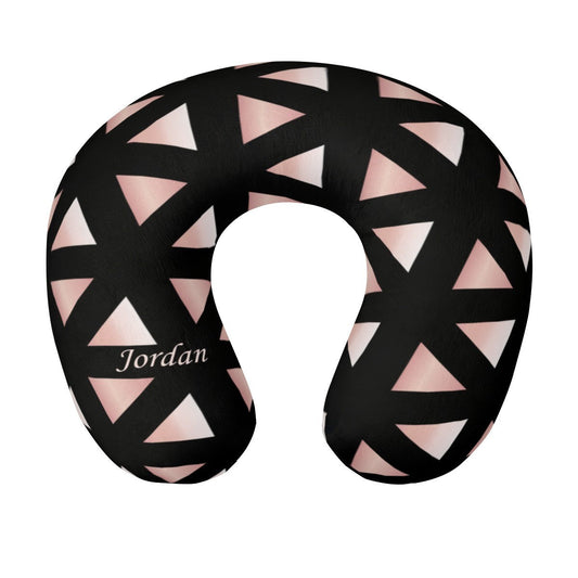 Personalized Geometric Triangle Travel Neck Pillow with Name | Memory Foam, Detachable Washable Cover | Custom Gift for Teens