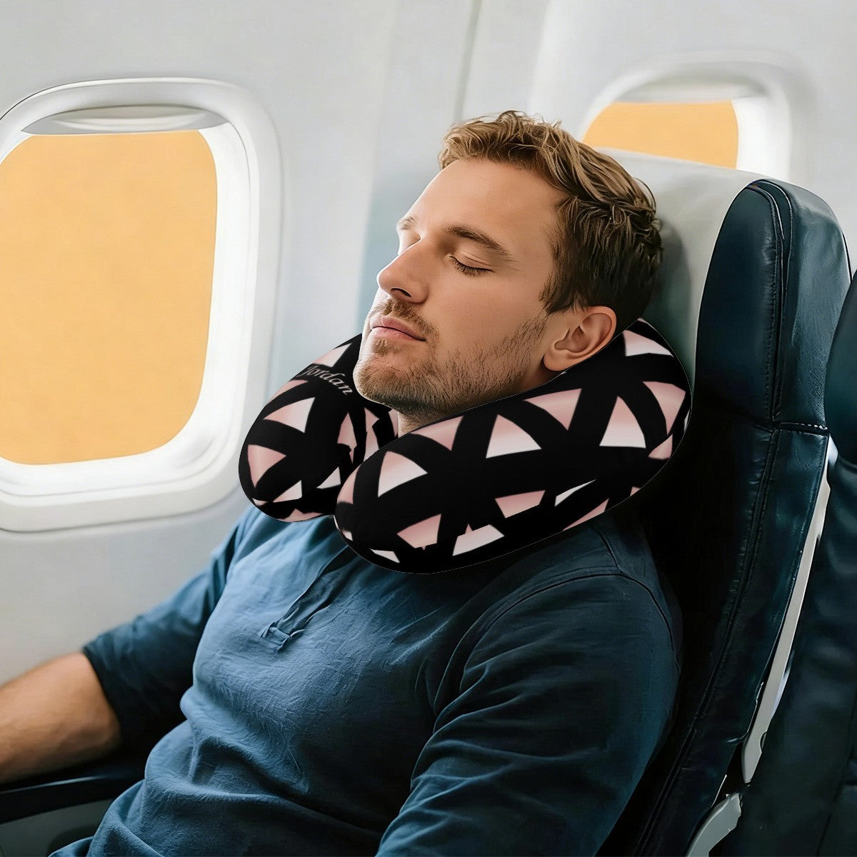 Personalized Geometric Triangle Travel Neck Pillow with Name | Memory Foam, Detachable Washable Cover | Custom Gift for Teens