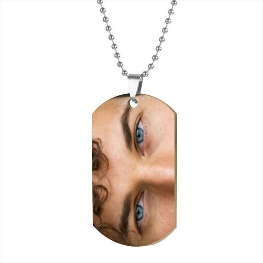 Custom Double-Sided Eye Photo Dog Tag Necklace - His Eyes and Her Eyes on a Ball Chain - Personalized Couples and Memorial Keepsake Gift