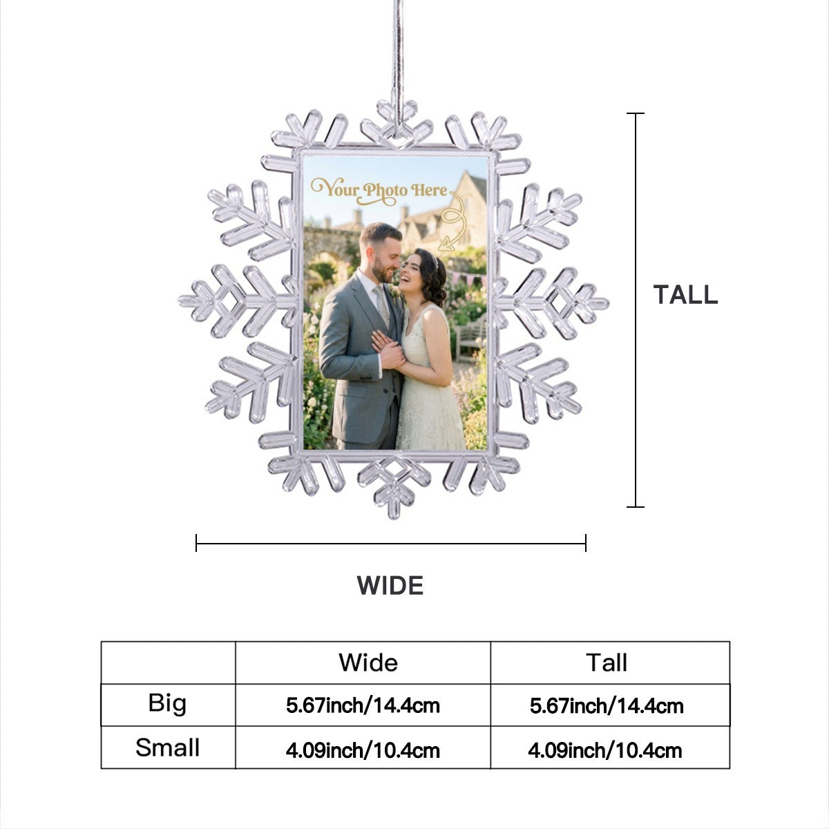 Snowflake Photo Frame Christmas Ornament | Add Your Own Photo