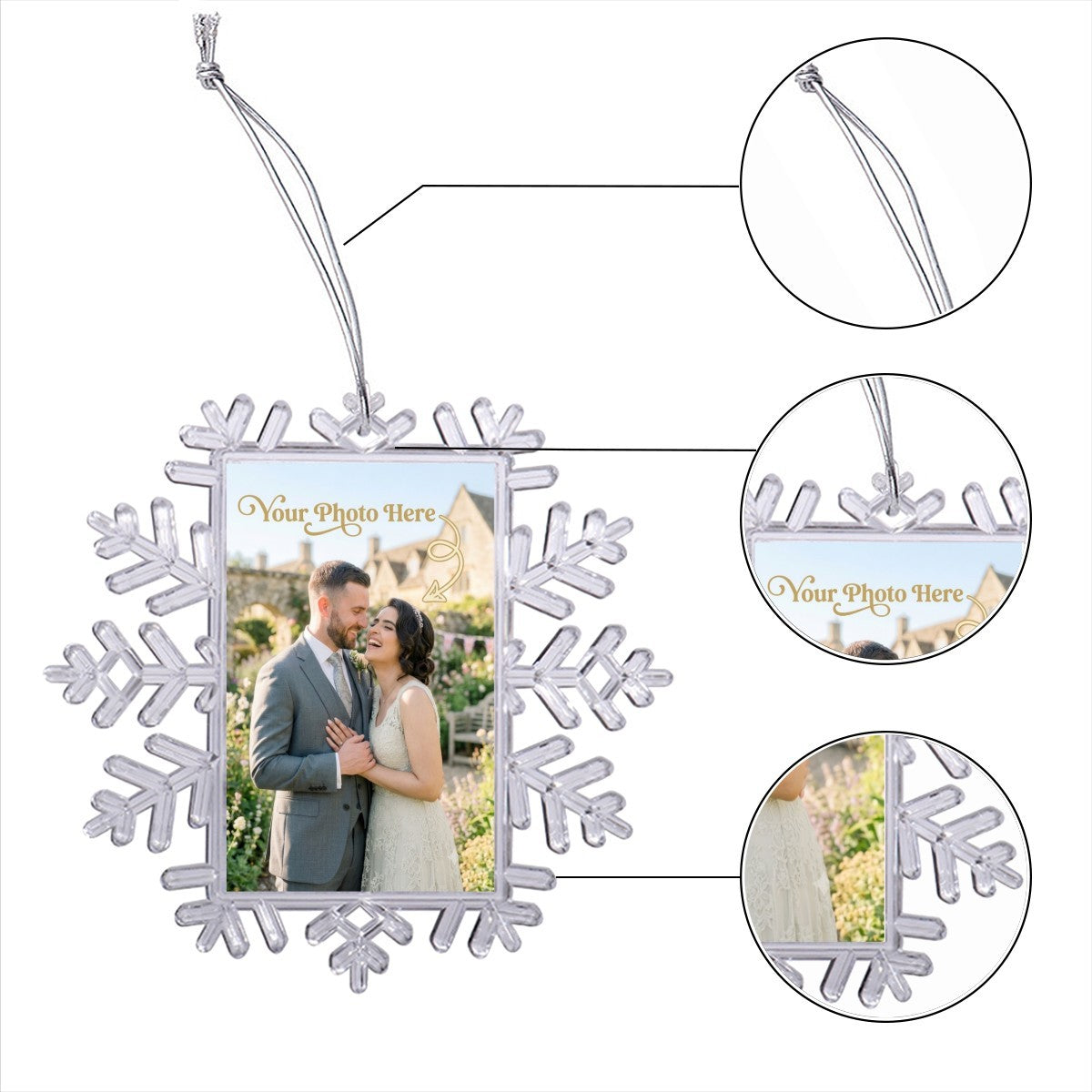 Snowflake Photo Frame Christmas Ornament | Add Your Own Photo