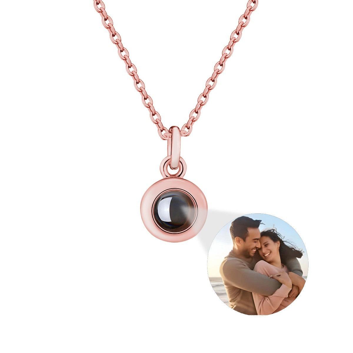 Custom Photo Projection Necklace with Hidden 'I Love You' | Silver, Rose Gold & Gold