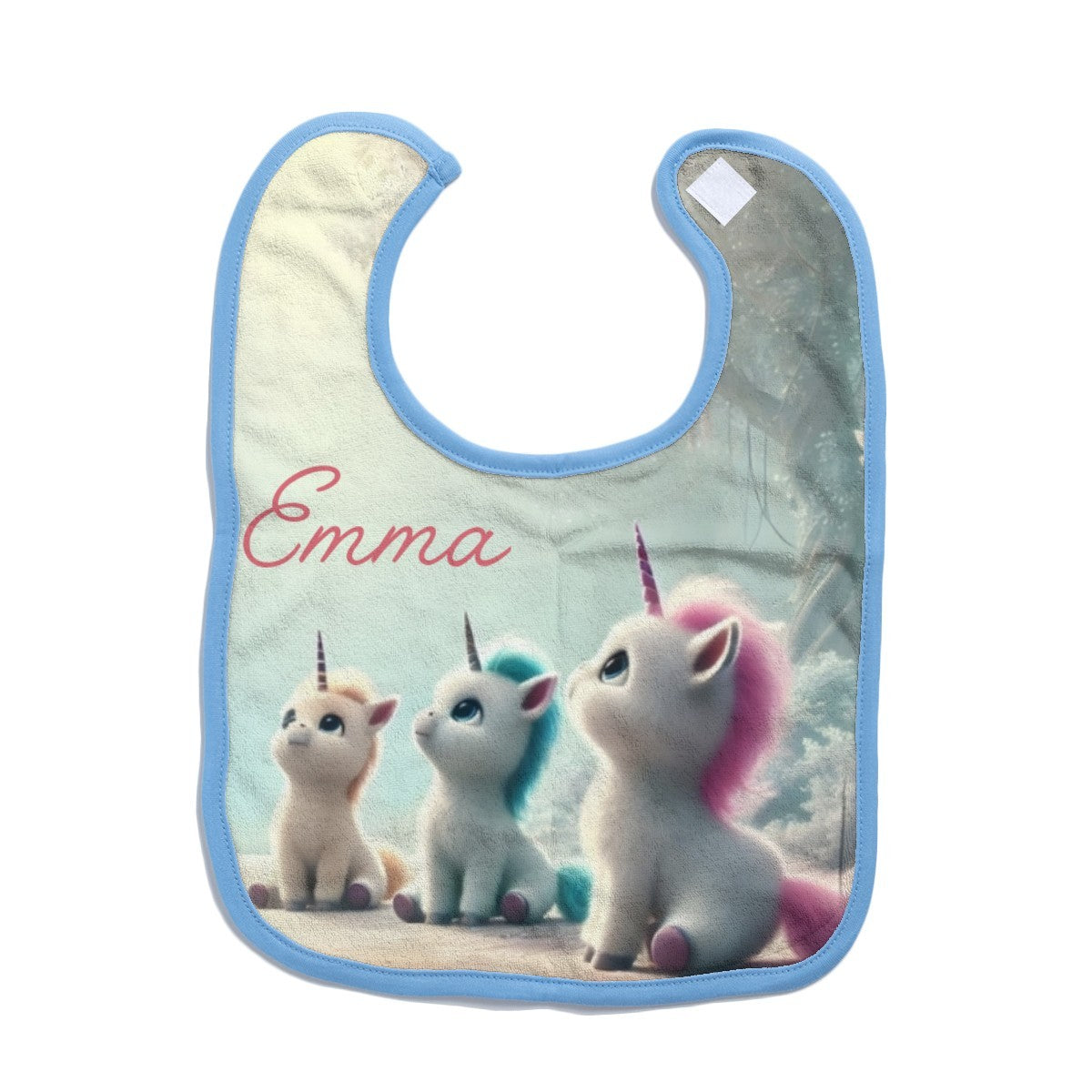 Personalized Three Baby Unicorns Bib - Add Your Name