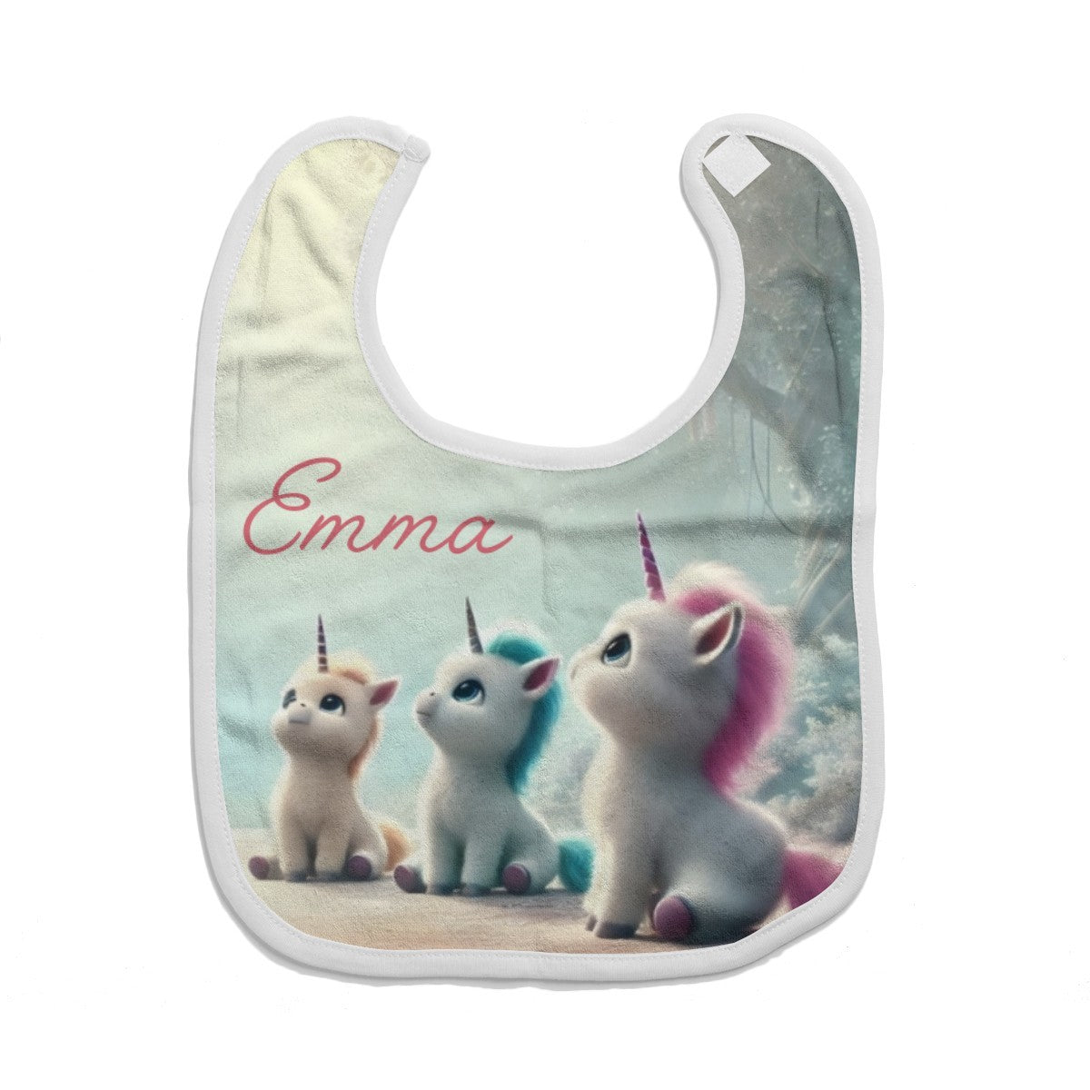 Personalized Three Baby Unicorns Bib - Add Your Name