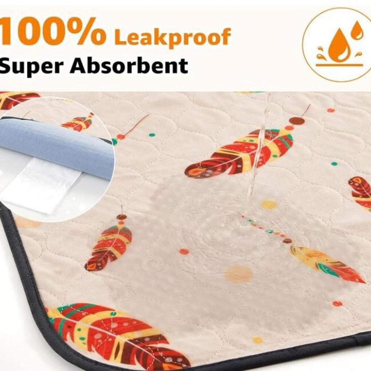 Washable Pee Pas for Dogs: 35 X 32  INCH 2PK Pad for Dogs, Waterproof  WHITE/TAN