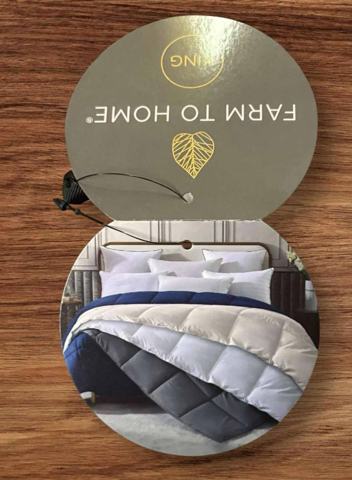 Farm to Home Organic Cotton Down Alternative Comforter King Navy 108" x 98" NEW