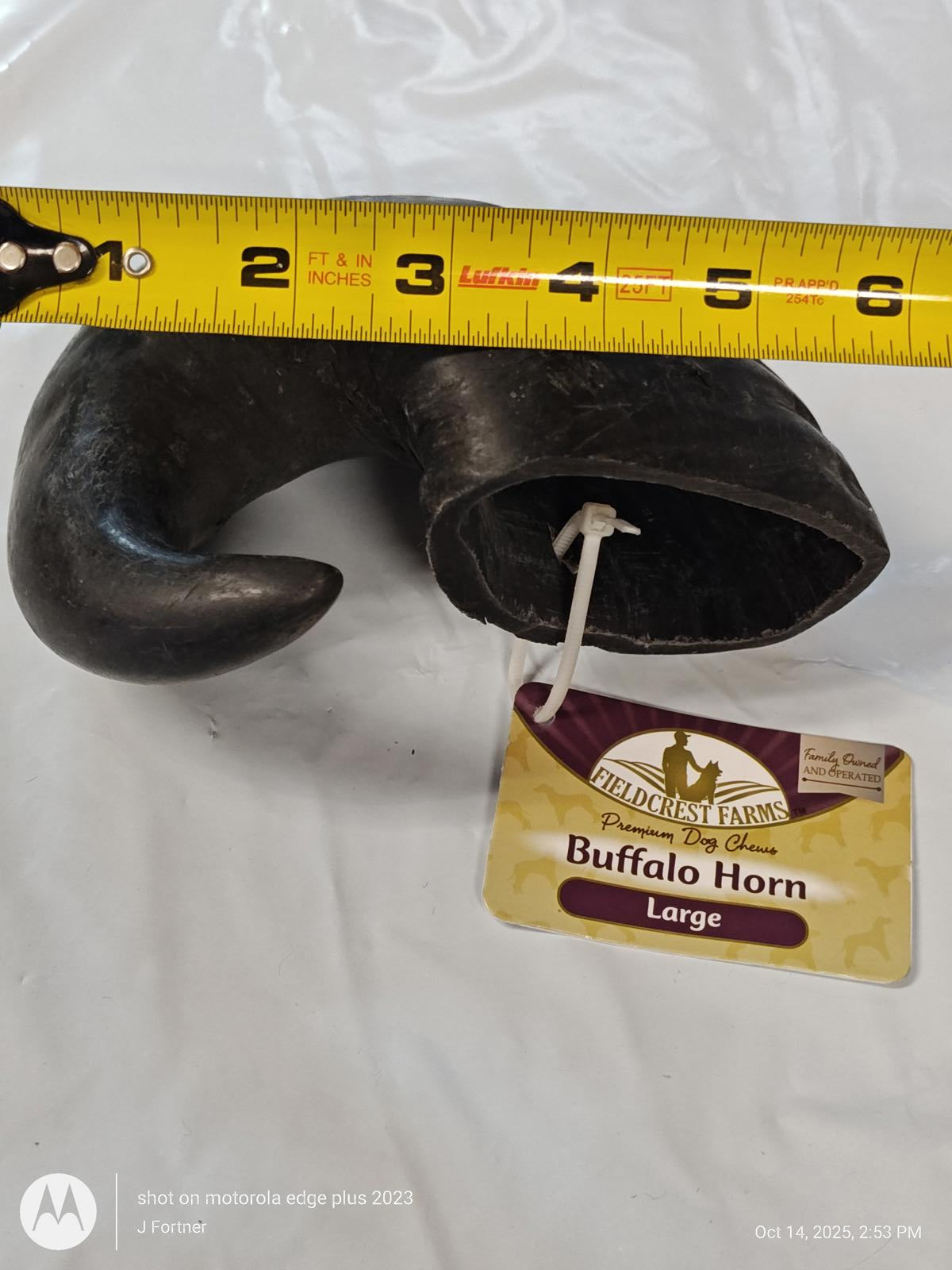 Water Buffalo Horn  Natural Long Lasting Dog Chew  7 by 4 + inches